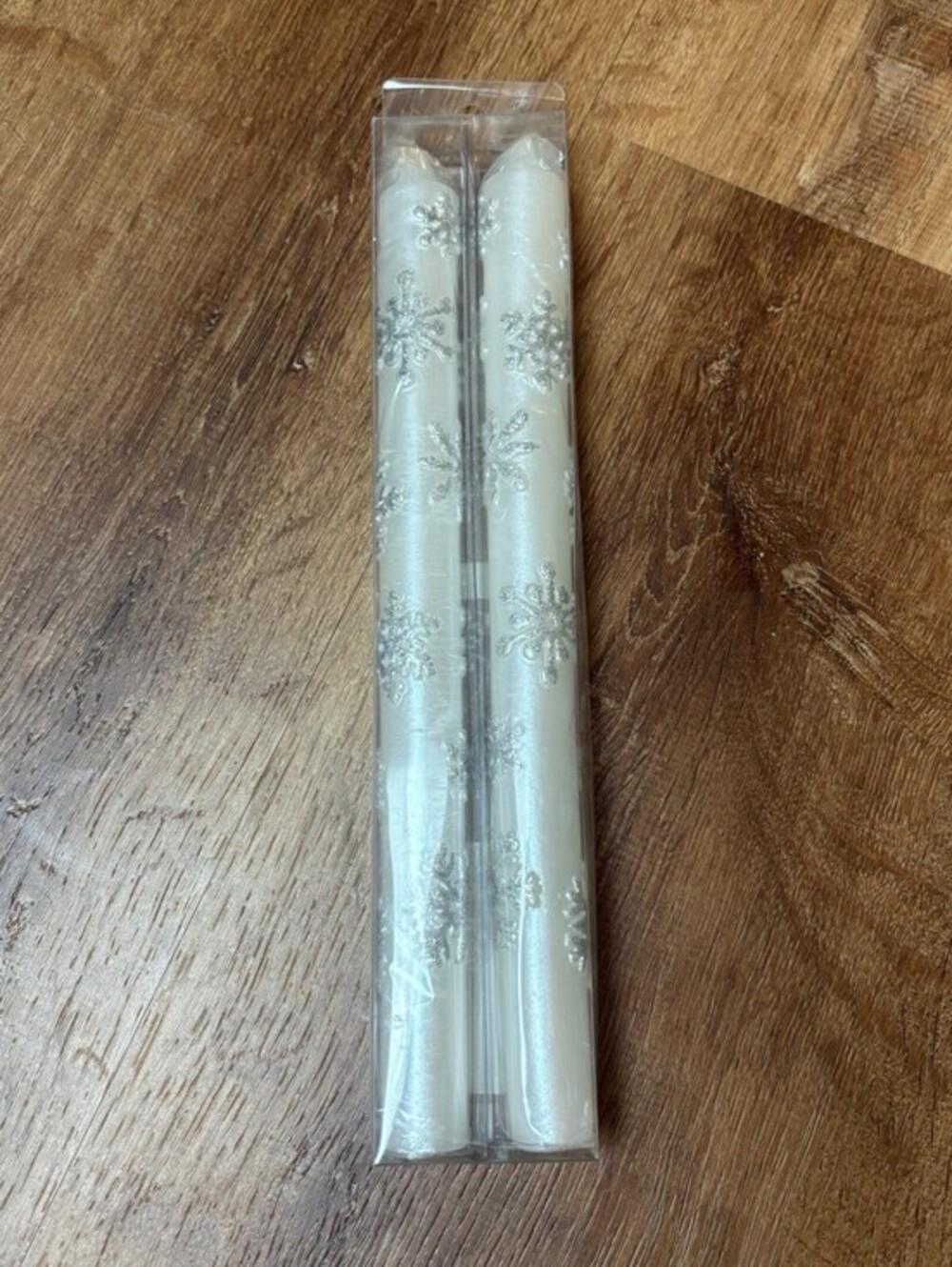 White Snowflake Christmas 10” Taper Holiday Candles 2015